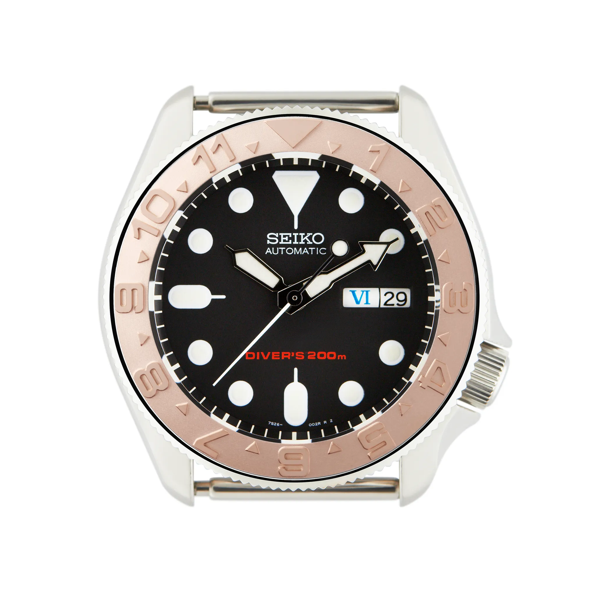 SKX007/SRPD Steel Bezel Insert: YM Dual Time style Rose Gold