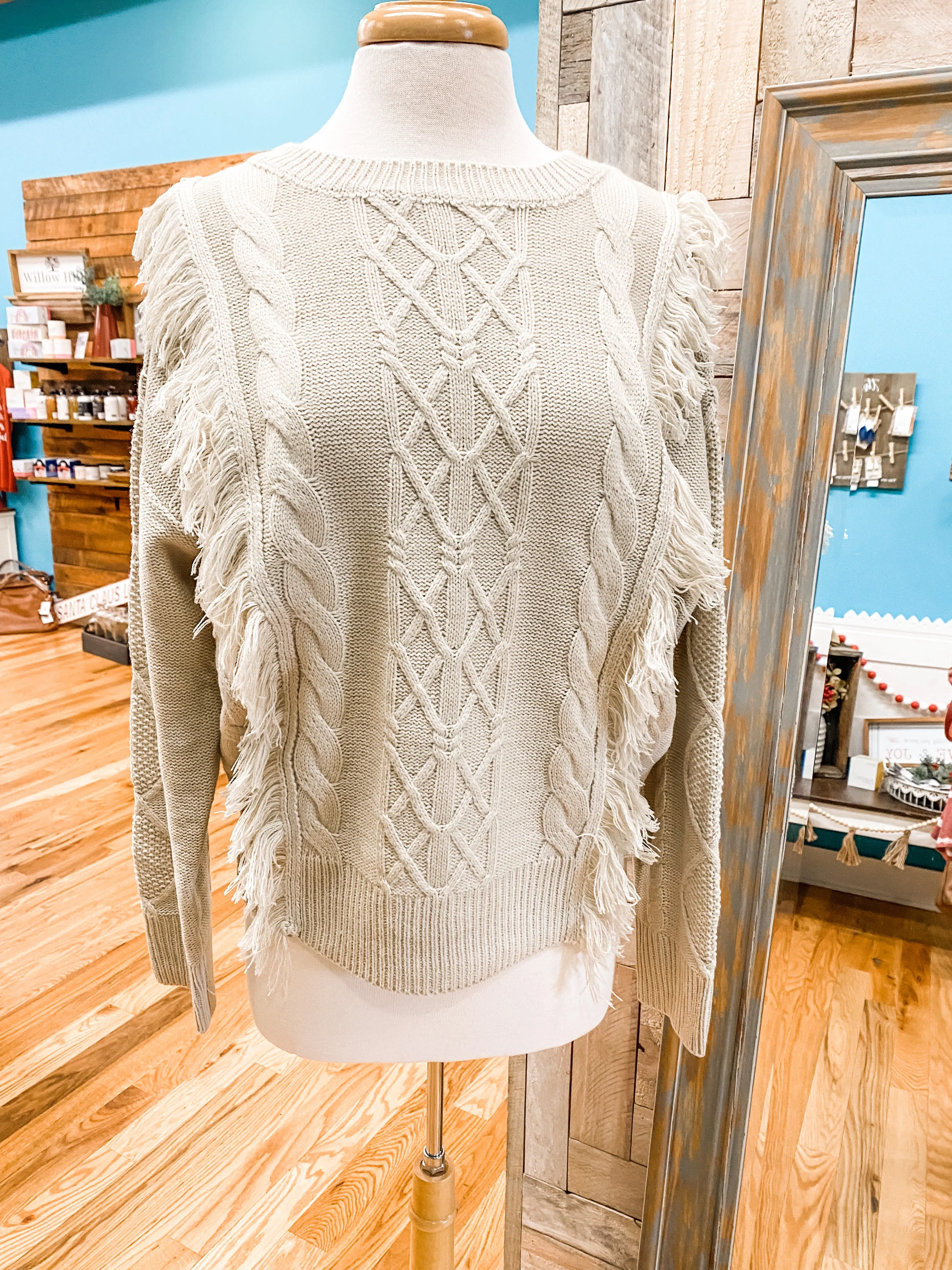 Sweet Chestnut Fringe Sweater