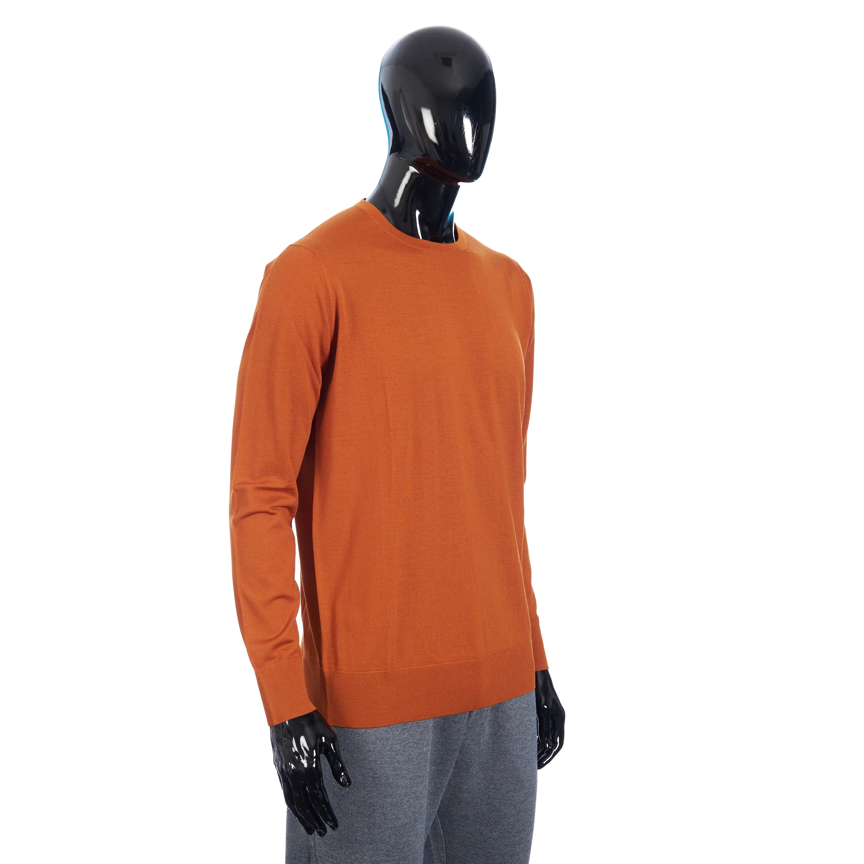 T-Shirt Crewneck Longsleeve In Orange Brown Wish Wool