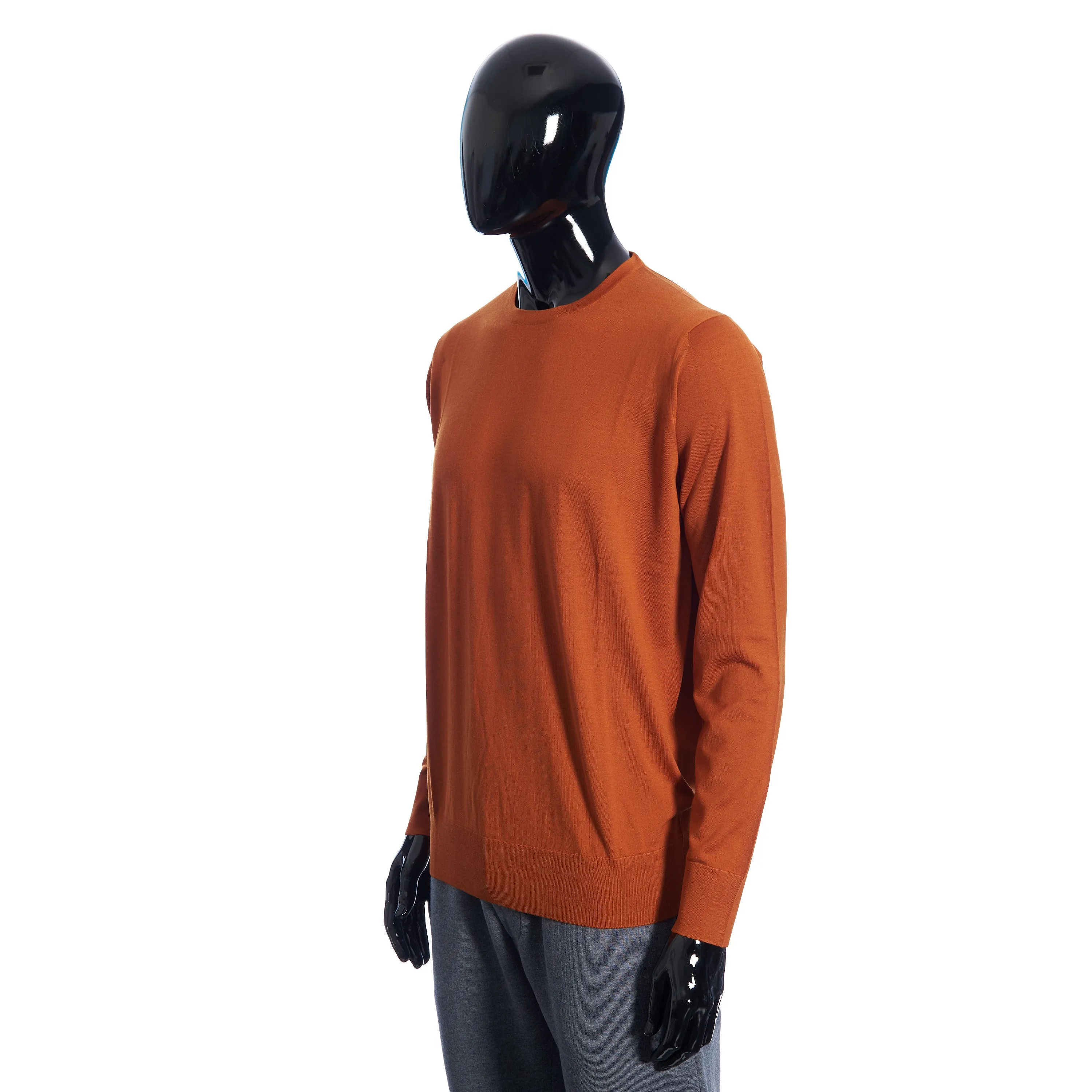 T-Shirt Crewneck Longsleeve In Orange Brown Wish Wool