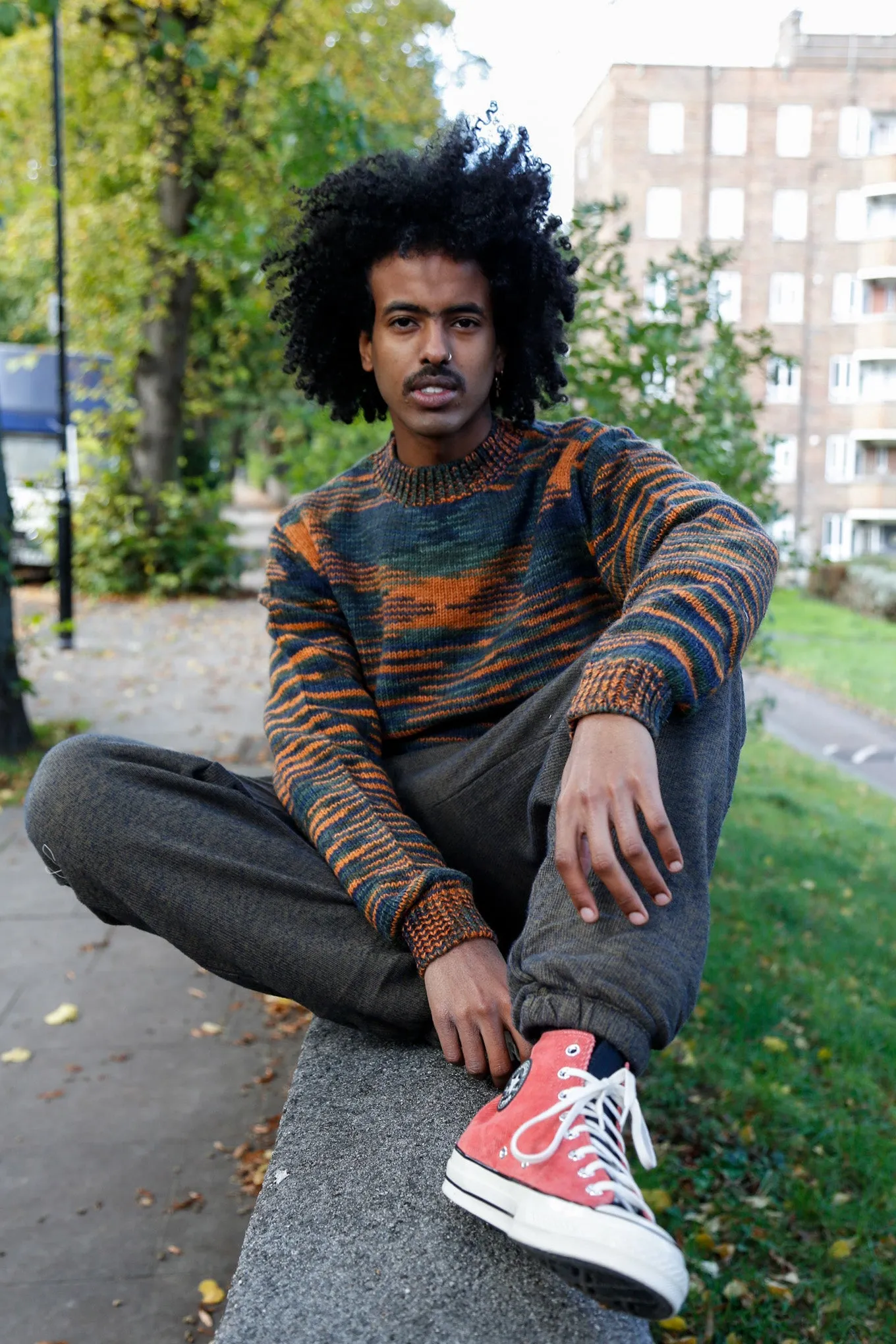 TERUMA - Hand Knitted Wool Jumper Orange