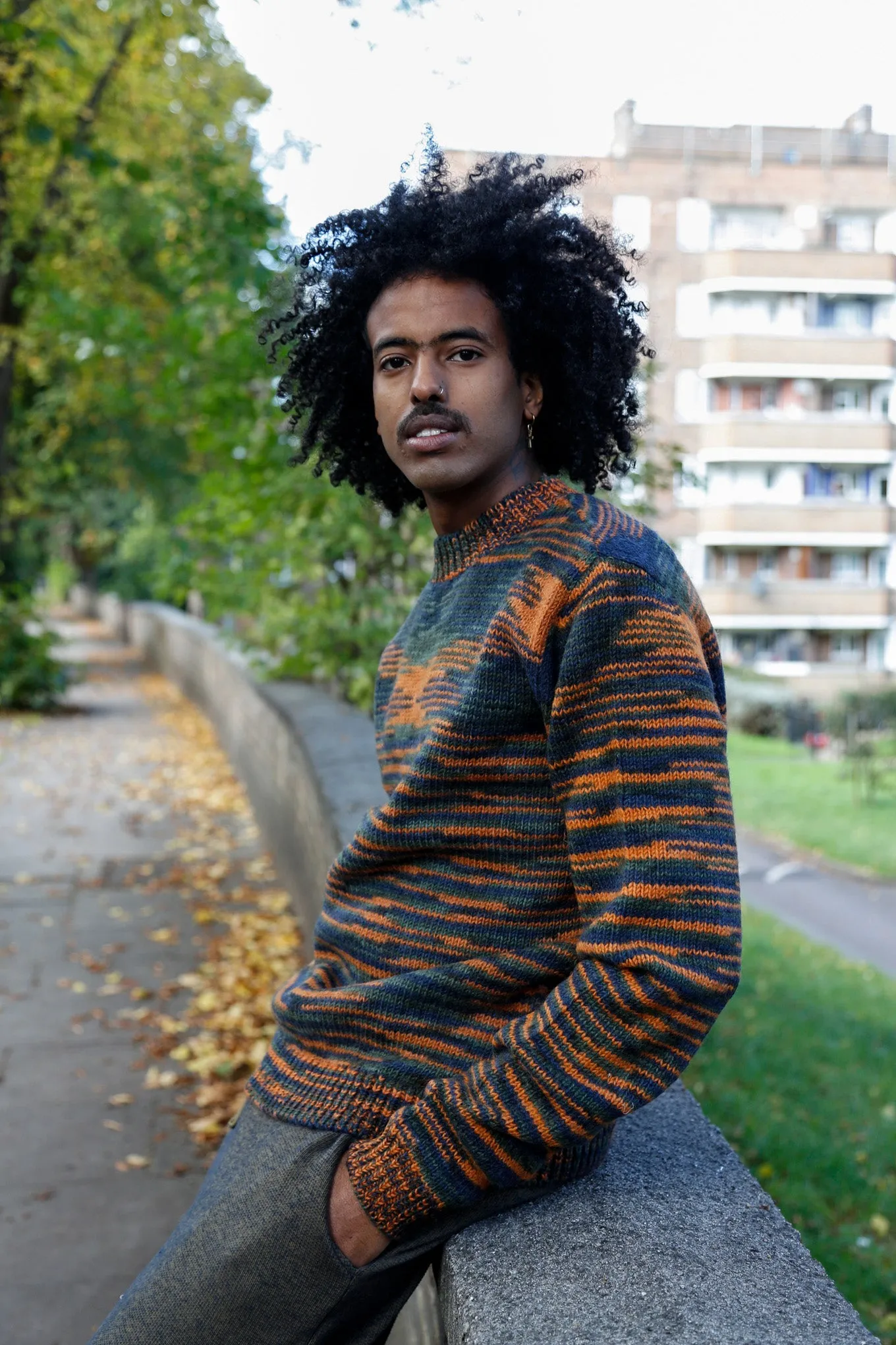 TERUMA - Hand Knitted Wool Jumper Orange