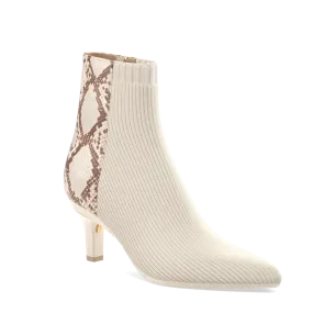 The Bootie - Ivory Snakeskin & Knit 3 Stiletto