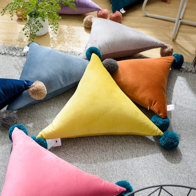 Triangle Pom Pom Cushion