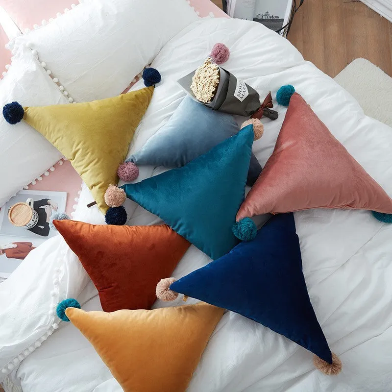 Triangle Pom Pom Cushion