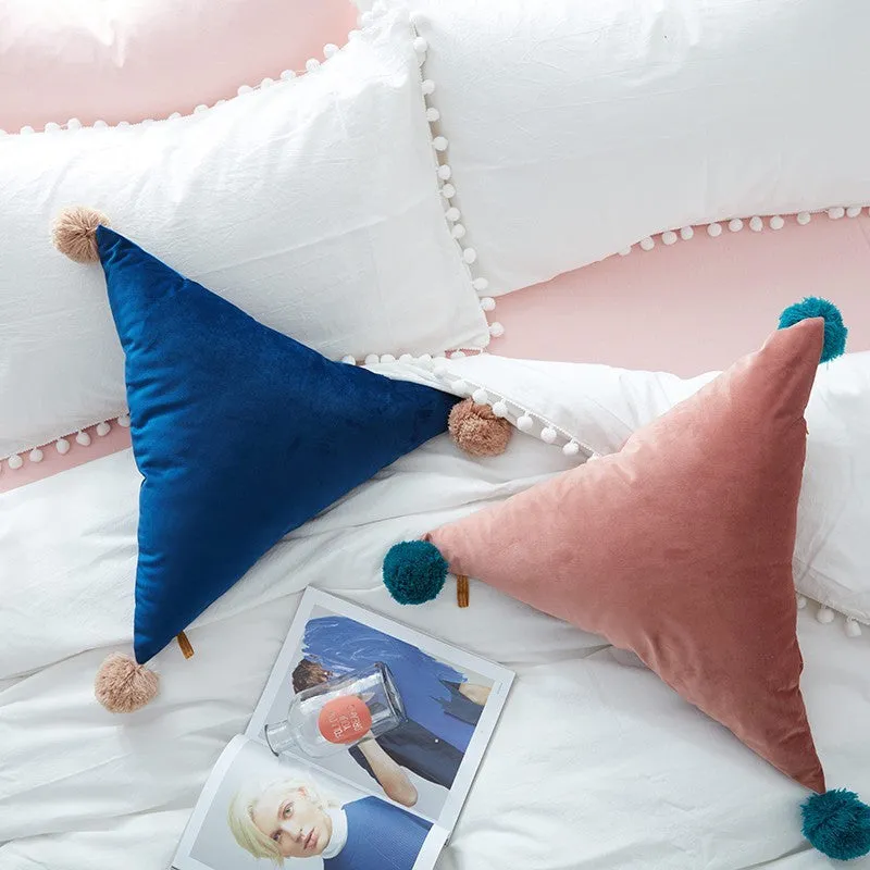 Triangle Pom Pom Cushion