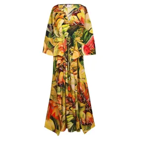 Tutti Frutti Italian Silk Maxi Kaftan Dress