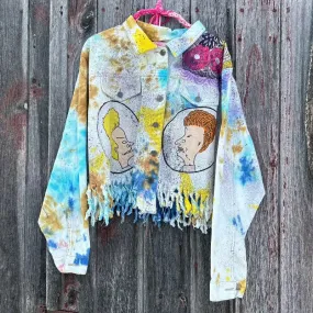 Upcycled Tie Dye vintage denim with Bevis and Butthead