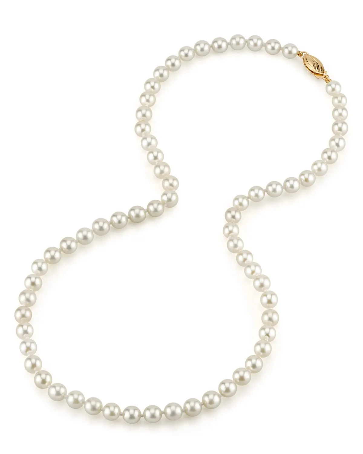 White Japanese Akoya Pearl Necklace, 5.5-6.0mm - AA  Quality