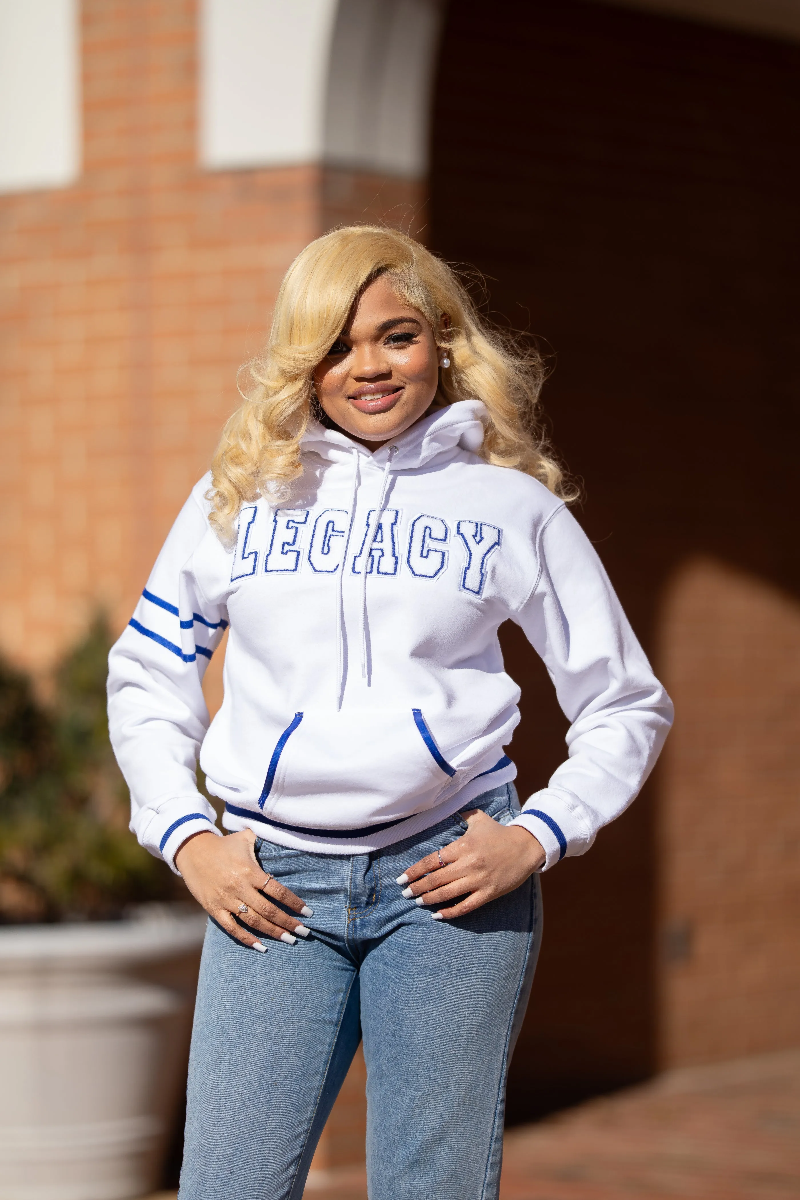 White Varsity Legacy Hoodie(Unisex Sizing)