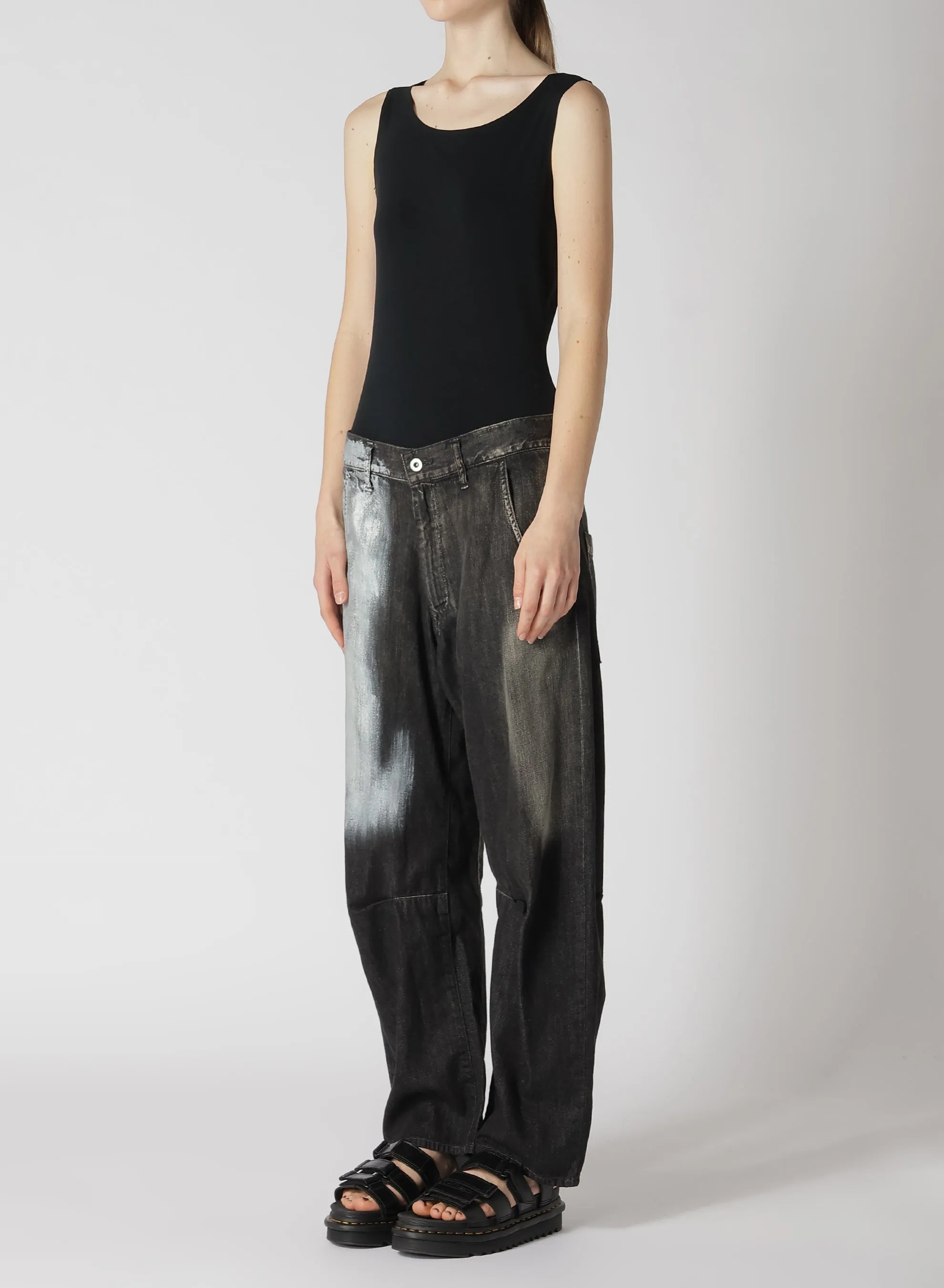 WIDE LEG GUSSETED DENIM PANTS