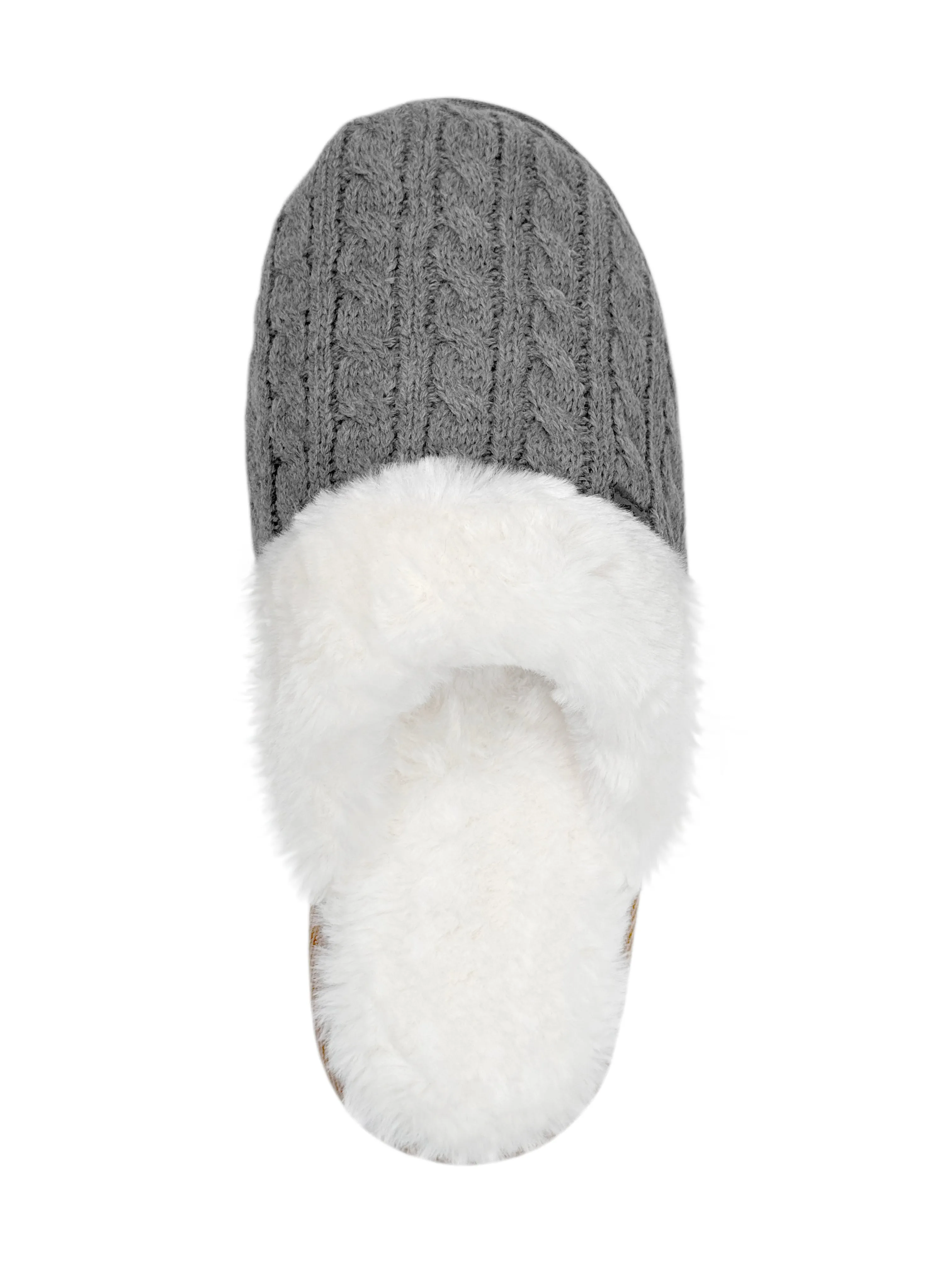 Women's Aria Cable Knit Faux Fur lined Scuff Slippers