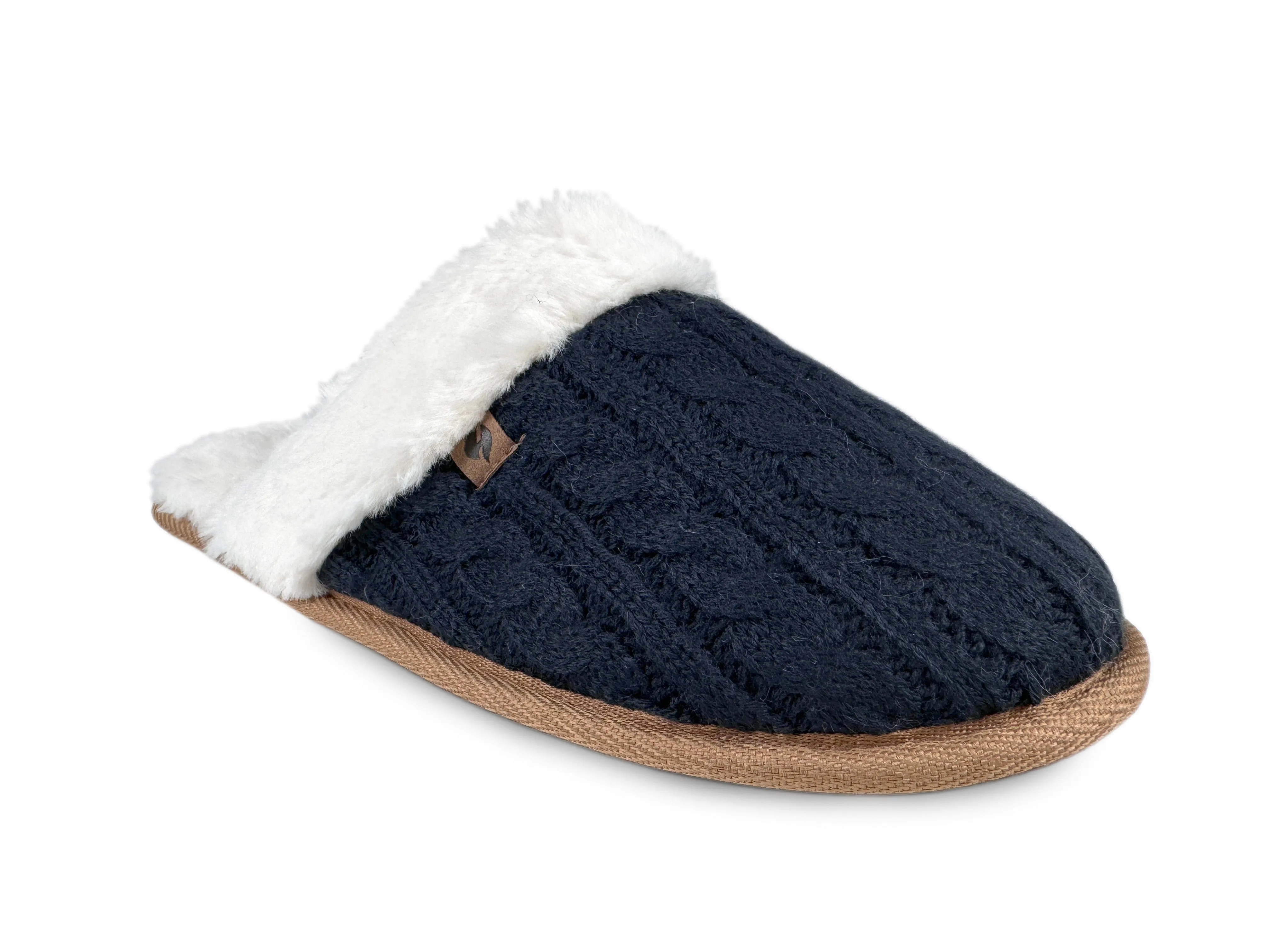 Women's Aria Cable Knit Faux Fur lined Scuff Slippers