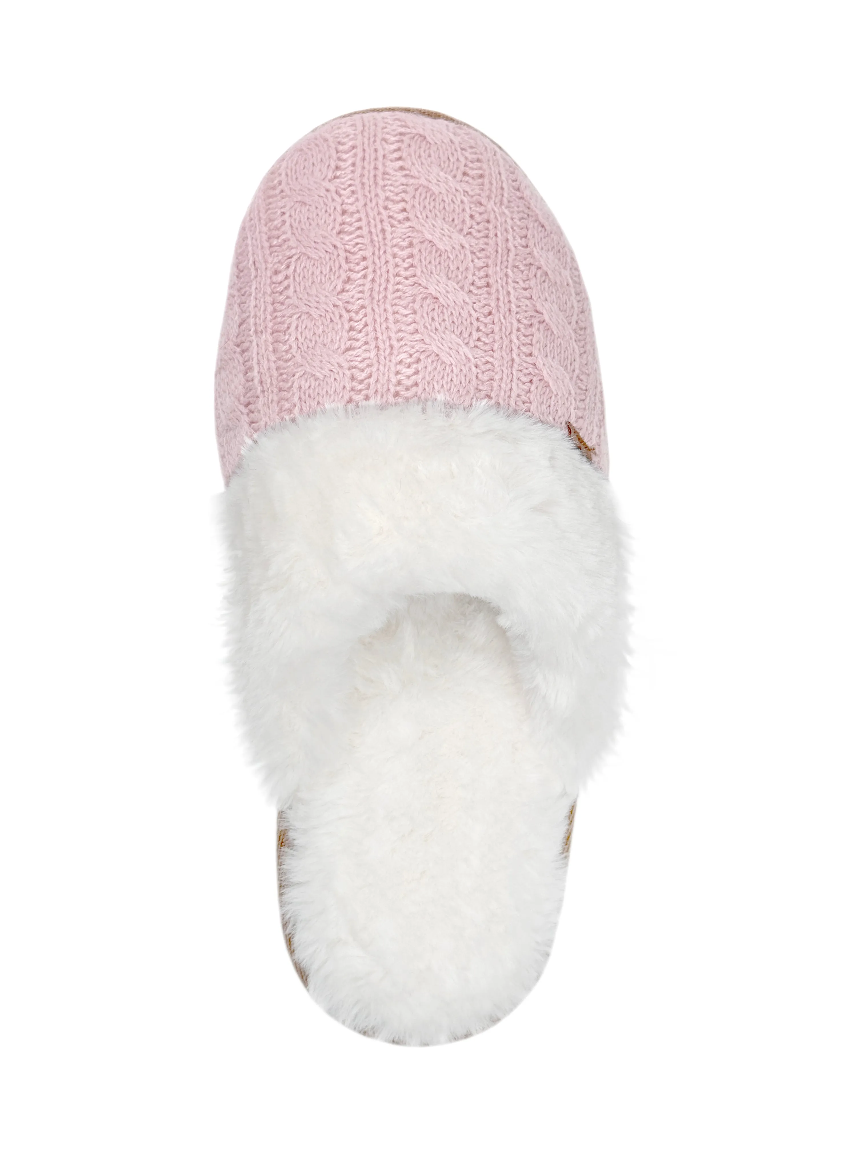 Women's Aria Cable Knit Faux Fur lined Scuff Slippers