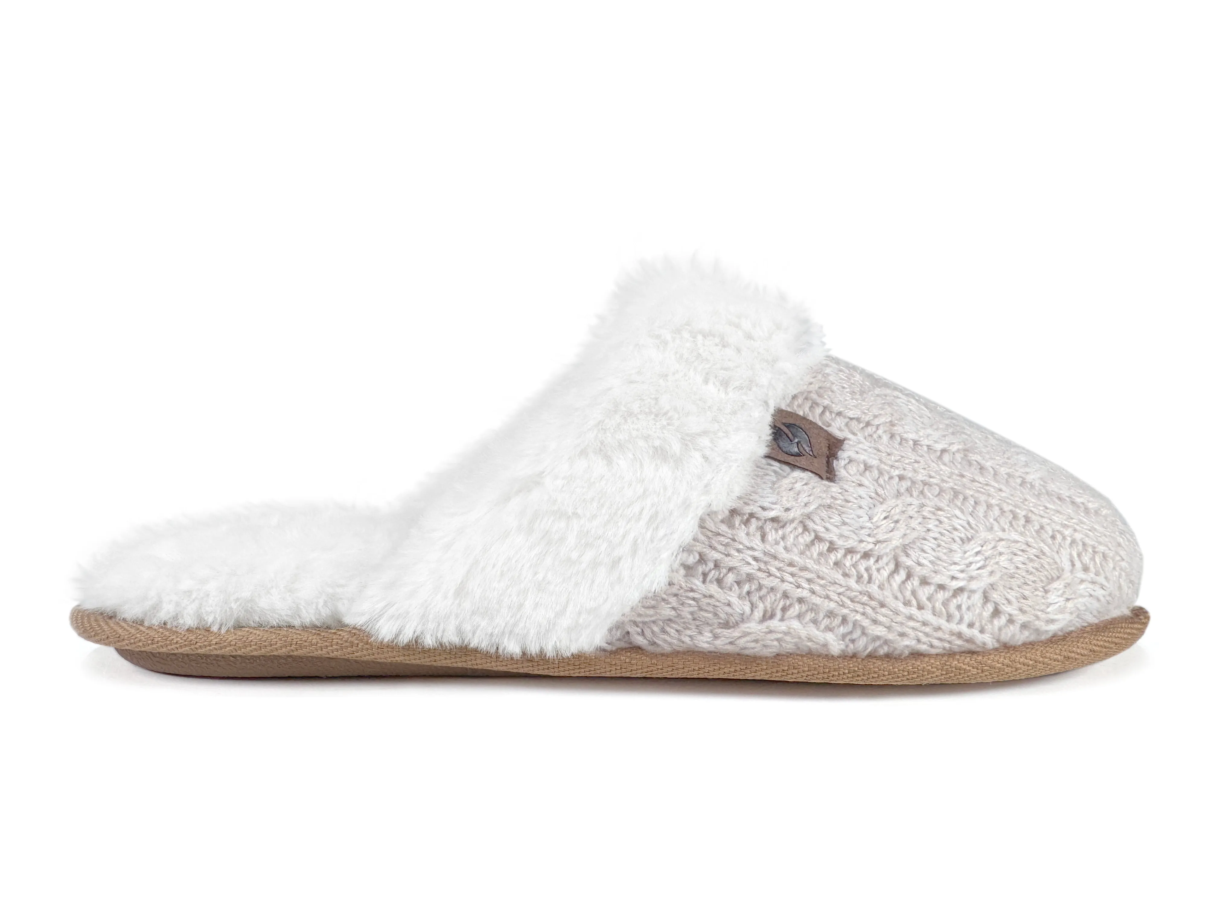 Women's Aria Cable Knit Faux Fur lined Scuff Slippers