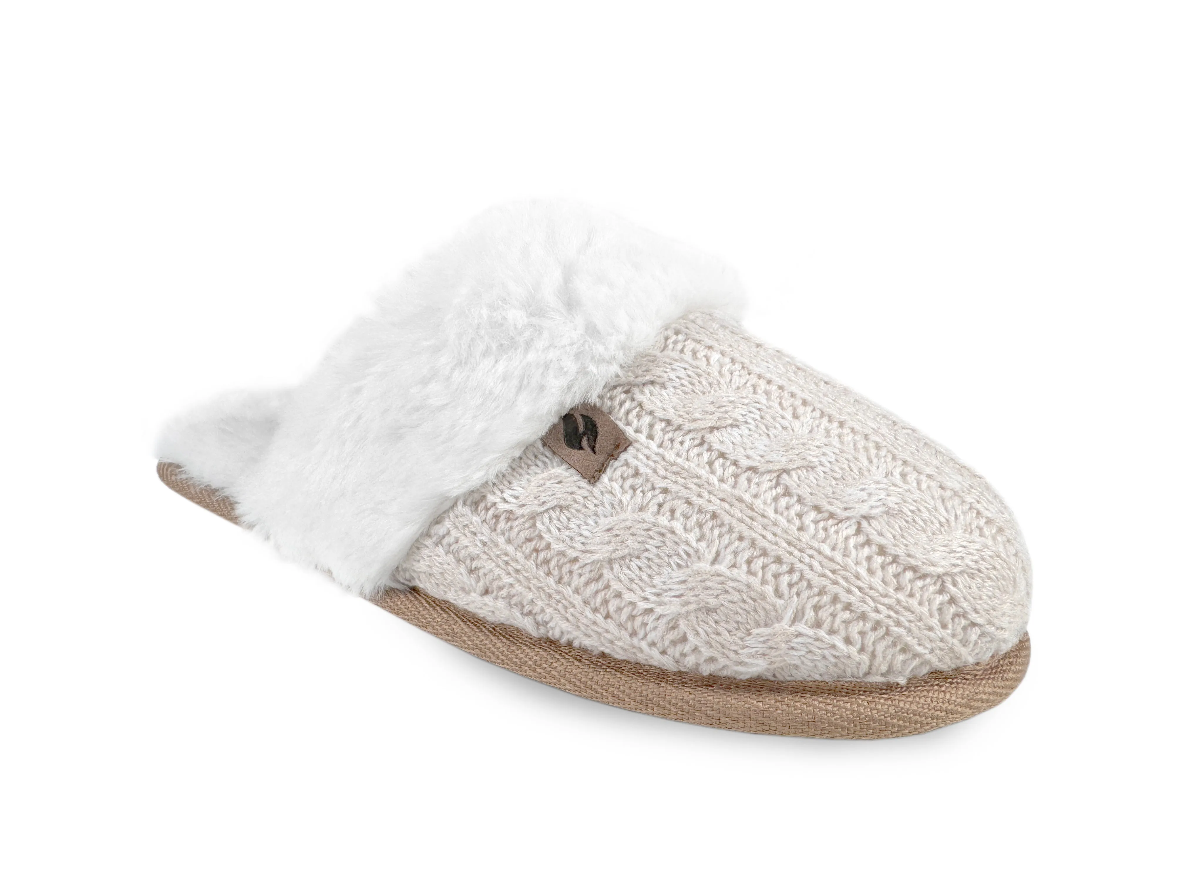 Women's Aria Cable Knit Faux Fur lined Scuff Slippers