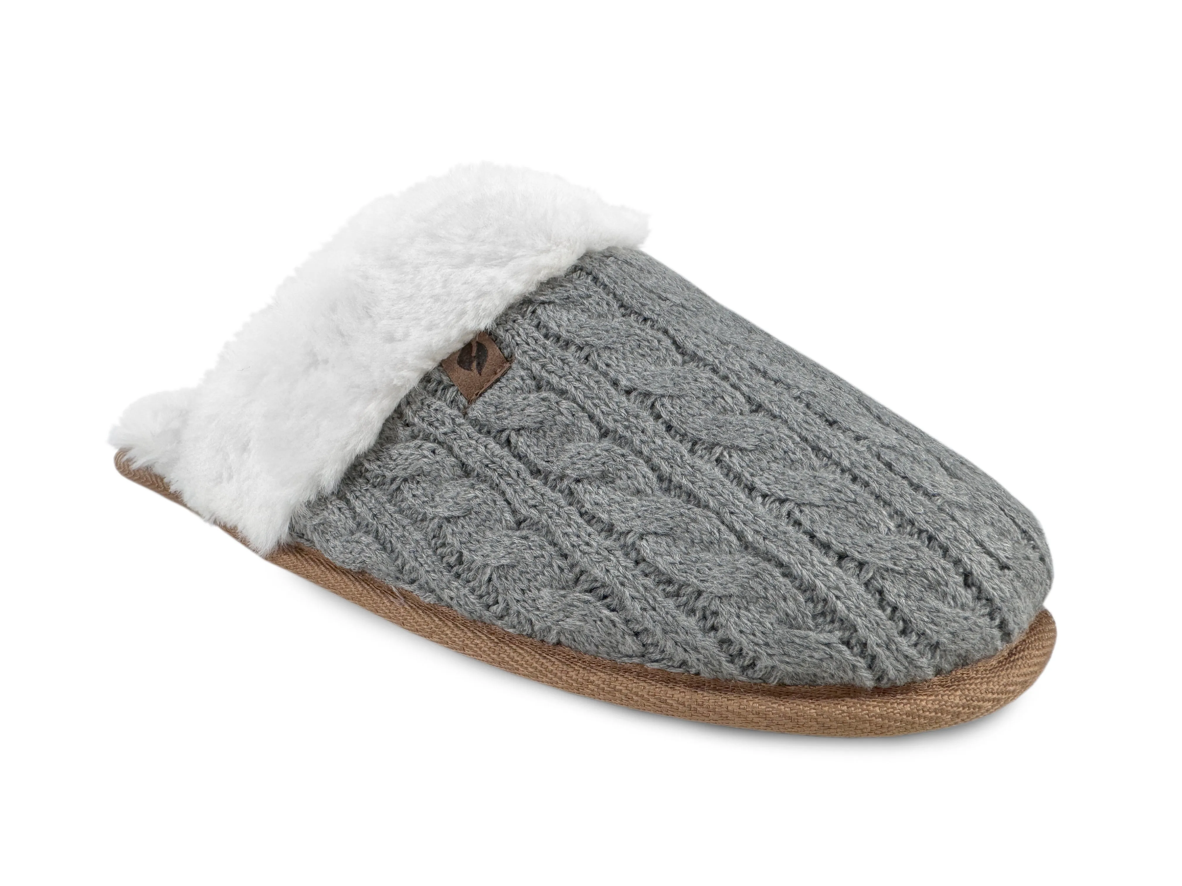 Women's Aria Cable Knit Faux Fur lined Scuff Slippers