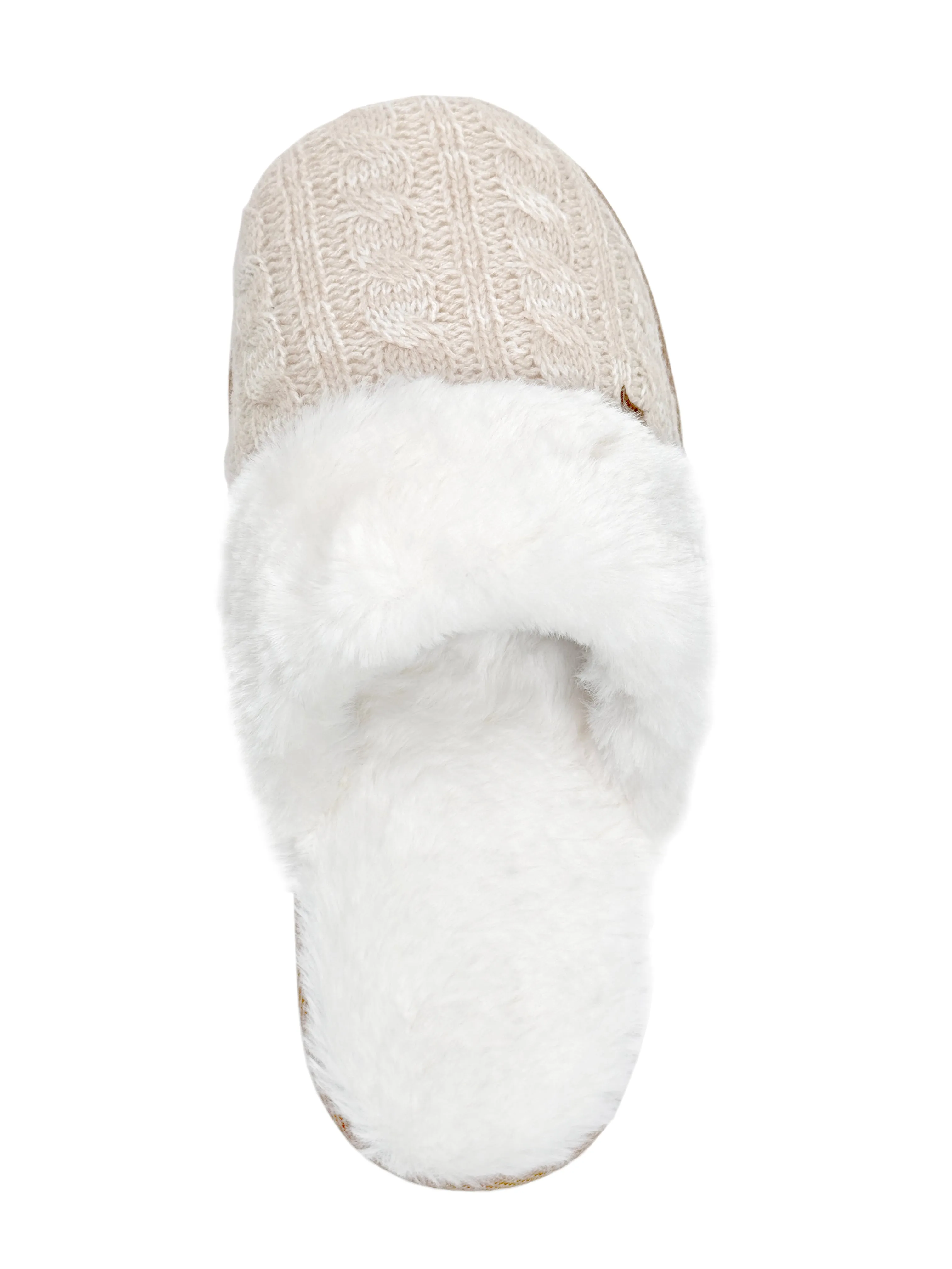 Women's Aria Cable Knit Faux Fur lined Scuff Slippers