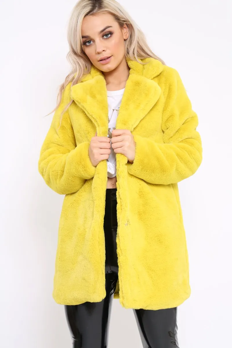 Yellow Faux Fur Coat - Kinleigh